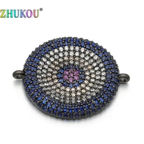 20mm Brass Cubic Zirconia Round Rainbow Charms Connectors DIY Jewelry Bracelet Necklace Making, Hole: 0.5mm, Model: VS132