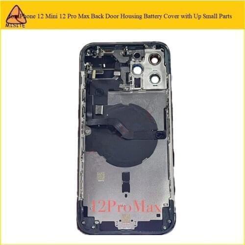 1Pc Back Door Housing Battery Cover Assembly Flex For iPhone 12 Pro Max Rear Case Metal Frame Body Chassis with up Small Parts