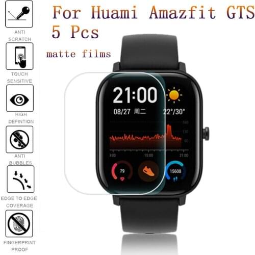 5Pcs Sports watch matte film Full Cover Soft Pet matte Screen Protector Film for Huami Amazfit GTS Transparent anti-scratch Film