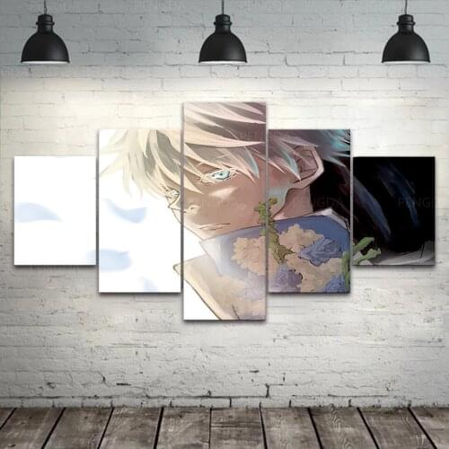 Home Decor Modular Gojo Satoru Poster Prints Wall Art 5 Panel Jujutsu Kaisen Canvas Painting Japanese Animation Pictures Frame