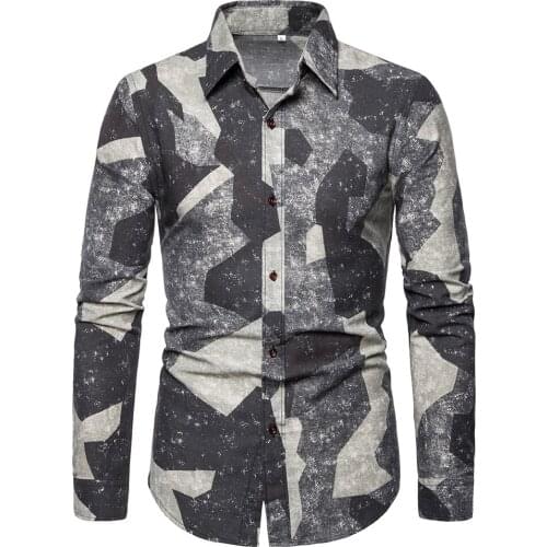 Men New Fashion Single Turn Collar Winter Buttons Shirt Autumn Party Printed Fashion Long Sleeve Casual Shirt 5XL