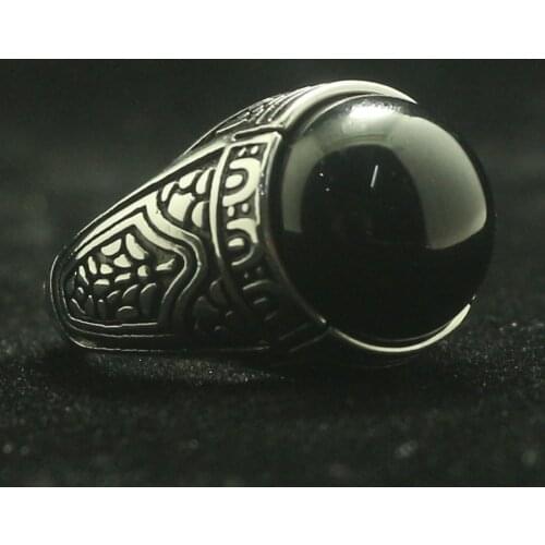 Mens Boys 316L Stainless Steel Cool Classic Stone Tibet Vintage Gothic Ring