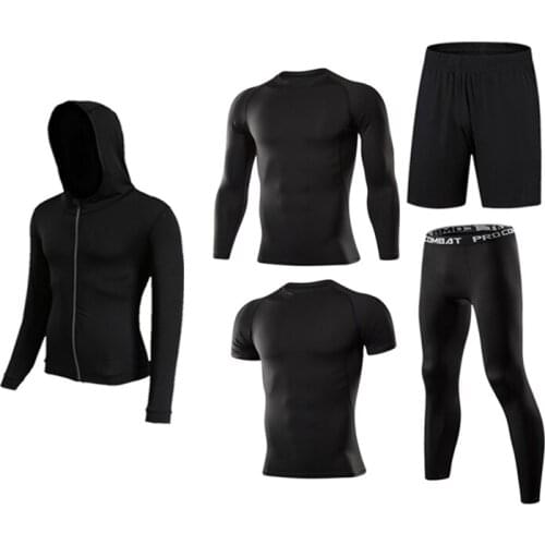 Workout Running Set Mens Sports Suit Yoga Jogging Basketball Underwear Sportswear Gym Tights Running Tracksuit Training Clothes
