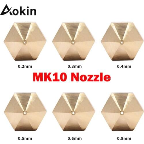 1pcs Mk10 Nozzle For 3d Printer M7 Thread Brass 0.2/0.3/0.4/0.5/0.6/0.8/1.0mm 1.75mm Filament For Mk10 Extruder