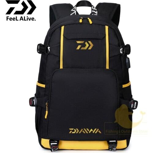 Daiwa 2021 New Thermal Transfer Backpack Male Student Schoolbag Outdoor Multi-function USB Charging Waterproof Fishing Backpack