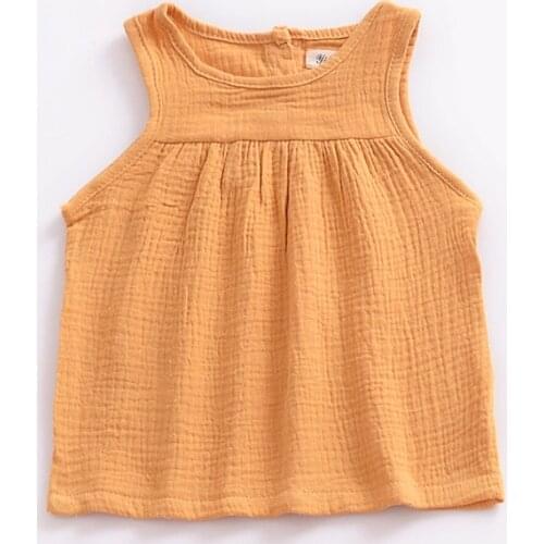 0-4 Years Newborn Summer Clothes for Boys Girls Baby Waistcoat Toddler Kids Linen Vest Children Button Ruched Beach Outfits