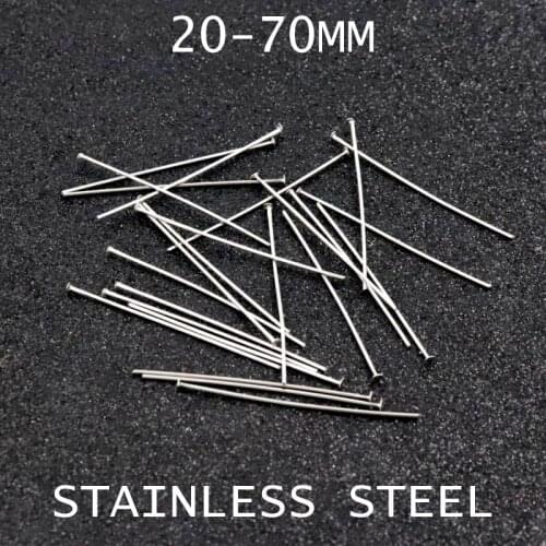 30 50 70mm 0.7mm Stainless Steel Flat Head Pins For Jewelry Making Diy Earring Bracelet Necklace Needlework Accessories Wholesal
