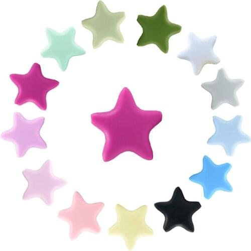 5 PCS Silicone Stars Teethers Silicone Beads Nurse Gift Baby Products Food Silicone Rods Baby Teether Shower Gift For Baby