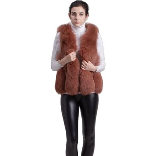 QIUCHEN PJ1810 2019 New Arrival FREE SHIPPING women winter fluffy real fox fur vest short vest natural fox coat
