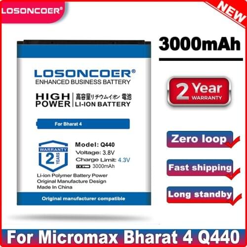 LOSONCOER 3000mAh ACBPR25M05 Replacement Battery For Micromax Bharat 4 Q440 Smart Phone Full Bateria Accumulator