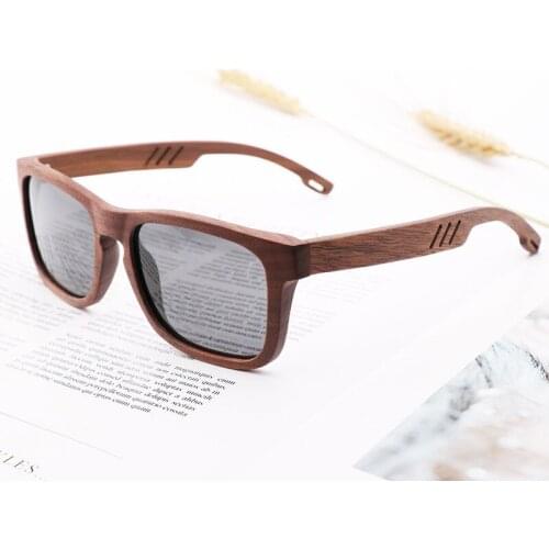 Brand Design Women Men Wood Sunglasses Vintage Hollow Rectangle Sunglasses Polarized Lens Free Shipping