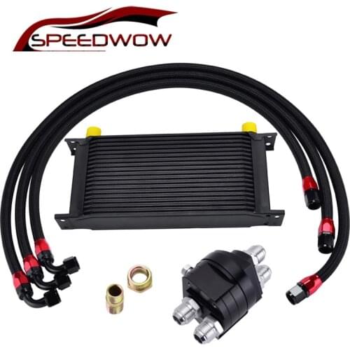 SPEEDWOW 19 Row AN-10AN Universal Thermostat Adaptor Engine Racing Oil Cooler Kit