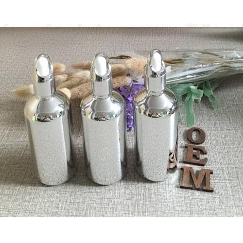100ml essentical oil glass dropper bottle w silver plated makeup container refillable cosmetics bottles wholesale 50pcs/lot