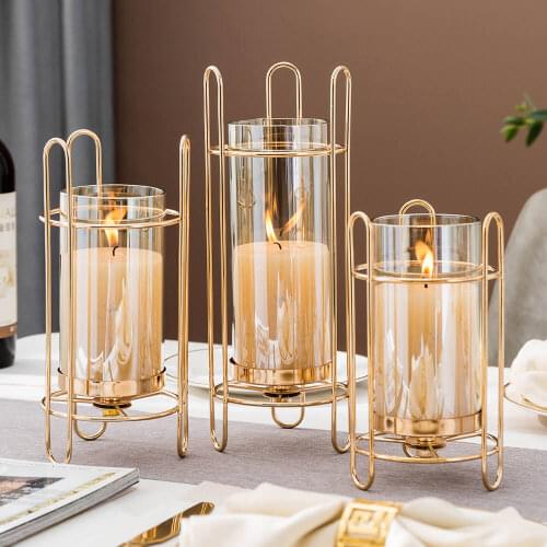 European Metal Home Decor Crystal Candle Lantern Gold Candle Holders Wedding Centerpieces Center Table Candlesticks Parties