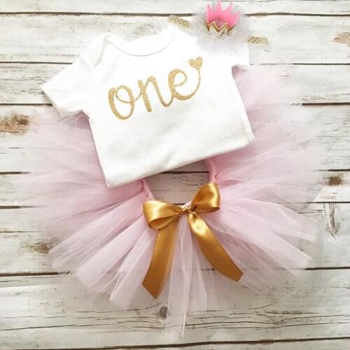 1 Year Old Birthday Party Baby Girl Dress Newborn Baby Girl Christening Gown Romper+tutu Dress+Headband Infant Girl Clothing