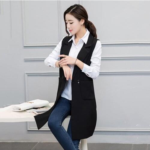 Windbreaker Spring Elegant Pocket Sleeveless V-neck Vest Trench Coats Slim Mid-length Casual Windbreaker Oversized Vest New Z635