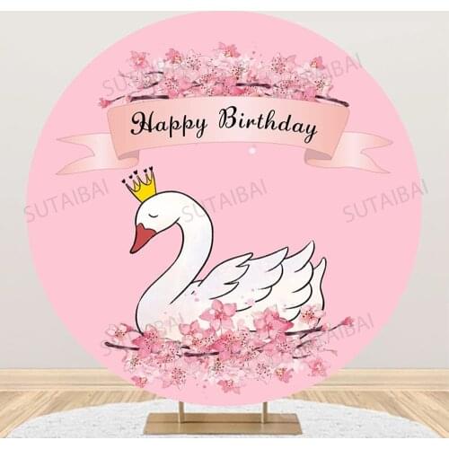 Vinyl Background Photography Custom Swan Princess Pink Party Decorations Background Girl Baby Shower Birthday Backdrop Banner