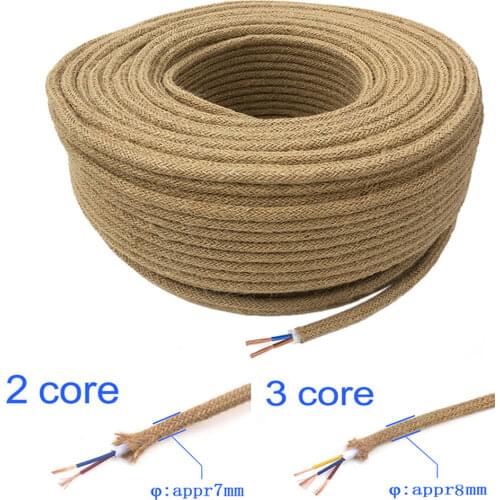 2 Core 3 Core Vintage Electrical Wire Hemp Rope Wire Twisted Cable Braided Flexible Retro Pendant Light Edison Bulb Lamp Cord