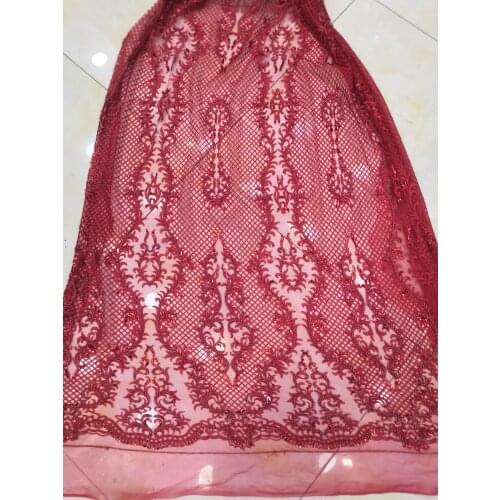 Embroidery design tulle lace fabric ZH-11189 with beads high quality african cord lace fabric