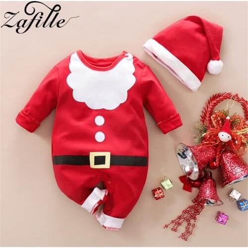 ZAFILLE My First Christmas Baby Rompers and Hat New Years Costume For Babies Santa Claus Jumpsuit For Kids Toddler Christmas