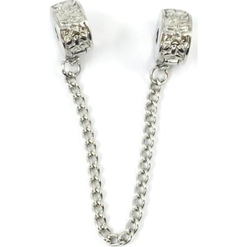 Grain Safety Chain Clips Locks Stoppes Charm European Beads Fit Original Pandora Charms Bracelets & Bangles