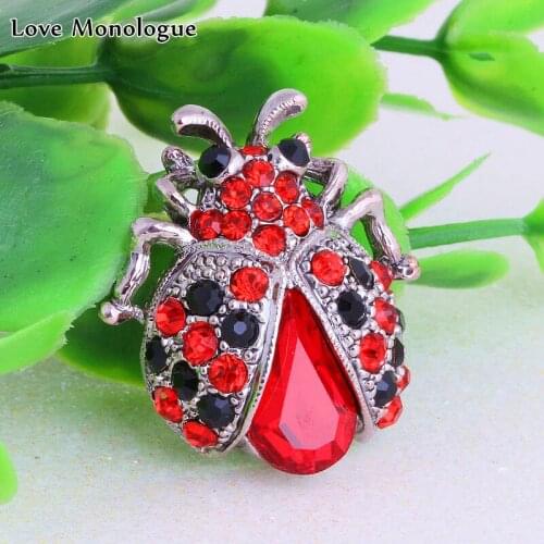 Love Monologue Aesthetic Decorated With Hats Clothes Scarf Brooch Pins Red Crystal Insect Brooches For Women T037