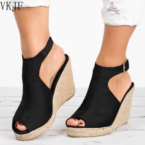 Womens Sandals Platform High Heels Ladies Shoes 2021 Peep Toe Back Lace Up Wedges Female Footwear Summer Woman Pumps