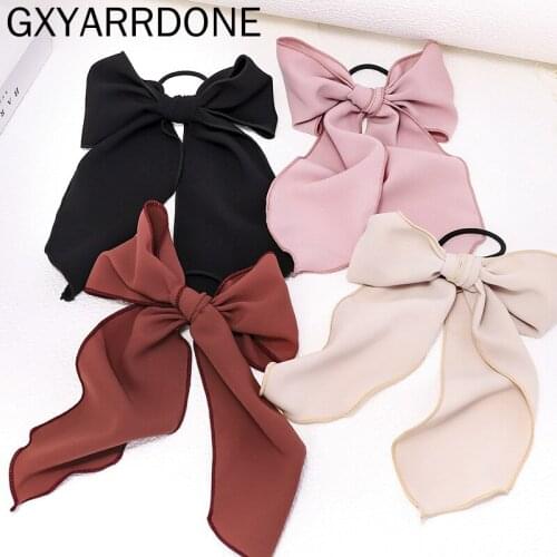Woman Solid Bowknot Hair Ties Soft Scrunchies Girls Ponytail Holders Elastic Hairband Ladies Hair Accessories Ornaments Headwear