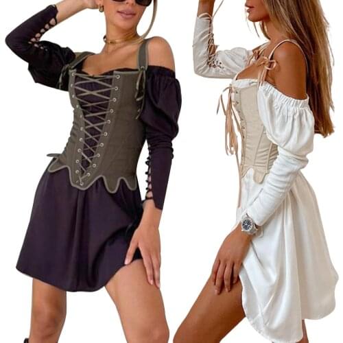 Women Strappy Corset Cross Lace-Up Sleeveless Waspie Girdle Cinch Tank Tops Girls Casual Banded Fish Bone Corset