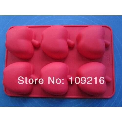 1pcs 6-Holes Apples Good Quality 100% Food Grade Silicone Cake/Jelly/Pudding DIY Mold