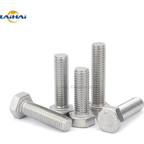 10pc M3 M4 M5 M6 M8 A2 304 Stainless Steel Metric Threaded DIN933 External Hex Hexagon Head Cap Screw Bolt Thread Dia 3/4/5/6mm