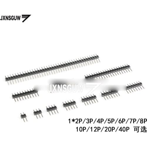 10pcs Single row needle 2.54MM 1P 1*2P 1*3P 1*4P 1*5P 1*6P 1*7P 1*8P 1*10P 1*12P 1*20P 1*40P Copper pin header Insert needle