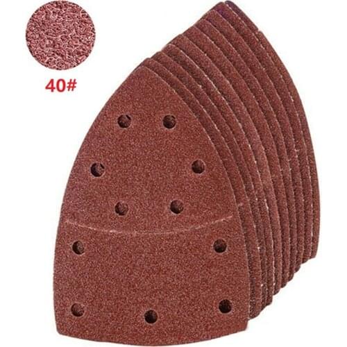 Sanding Sheets 10pcs 11 Holes Triangular Sandpaper Sanding Pad For Multi Sander Bosch PSM 160A Detail Palm Sander Grit 40-2000