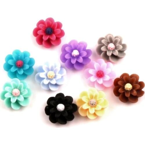 100Ps Mixed Resin Double Flower Decoration Crafts Beads Flatback Cabochon Scrapbooking For Embellishments Kawaii Diy Accessories
