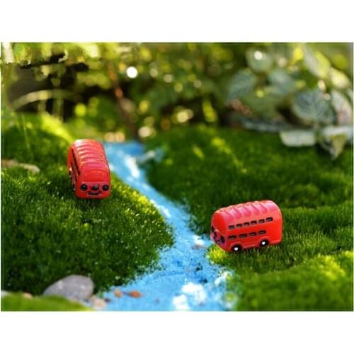 2pcs/lot Bus Miniature Fairy Garden Home Houses Decoration Mini Craft Micro Landscaping Decor DIY Accessories Resin Craft KS 035