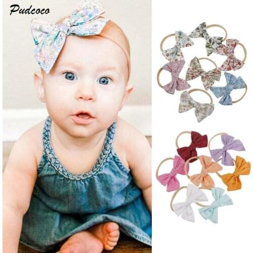 2019 Brand Baby Girls Kids Toddler Bow Hairband Floral Headband Stretch Turban Knot Head Wrap 14 Colors