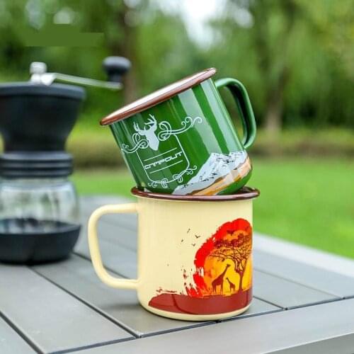 270ml Outdoor Anti-fall Enamel Water Cup Retro Creative Mug Thickened Curly Enamel Cup Office Coffee Gift Cup