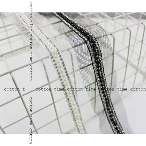 3yards/lot 3.5cm Diamond Mesh lace Beaded Sequined Wedding Trim Embroidered Retro Lace Bridal Lacing