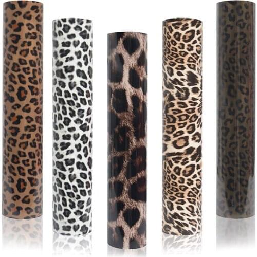 5 Sheets Brown Leopard vinyl heat transfer Premium Wild Animal Print Iron-on HTV Heat Transfer Vinyl for Garments 10*12 inch