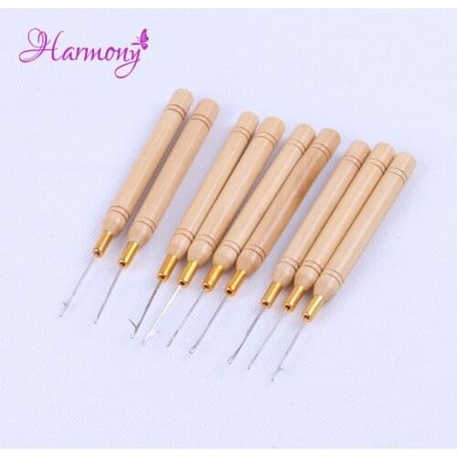 5pcs/lot wooden Loop Extension Crochet Knitting Hook Needles for hair extension/ wig making