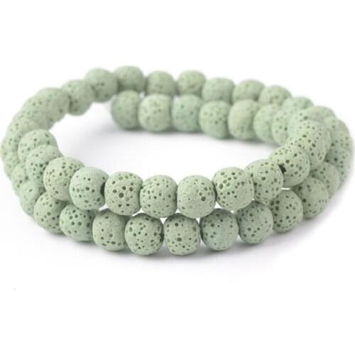 6-16mm Natural Round Light Green Lava Rock Stone Beads For Jewelry Making Beads Bracelets 15'' Needlework DIY Beads Trinket