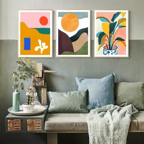 Abstract Multicolored Geometric Wall Art Canvas Painting Picture Sun Posters and Prints Gallery Kids Kitchen Living Room Decor