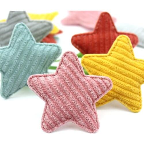 30Pcs 4.8cm Flannelette Star shape Padded Appliques For Baby Headwear Hairpin Accessories Velvet DIY handmade Crafts wholesale