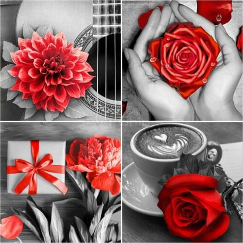 EverShine Flowers Diamond Painting Full Drill Square Cross Stitch Diamond Embroidery Full Mosaic Bead Picture Kits Handwork Art