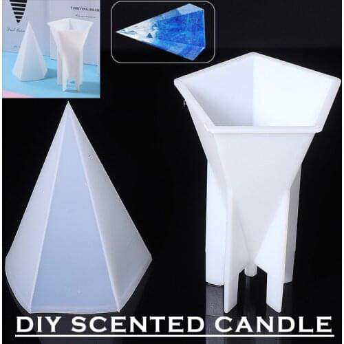 3D Silicone Candle Making Mold Hexagonal Cone Shaped Mold DIY Aromatherapy Candle Soap Clay Ornaments Resin Casting Tool