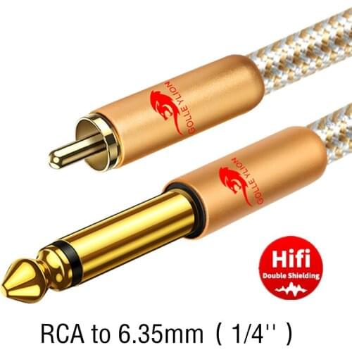 1/4" (6.35mm) TS male to RCA male Audio Stereo Cable for Mixer Amplifier Speaker Guitar KTV Stage Keyboard Home Theater Cords