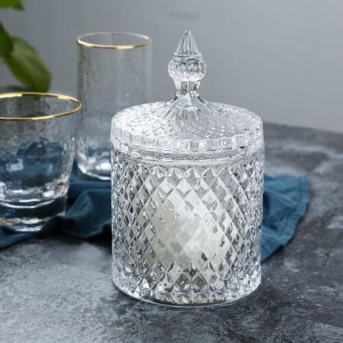 Spear Lid Lead-free Crystal Glass Storage Box Decorative Glass Sugar Jar Tableware Adornment Houseware Art and Craft Accessories