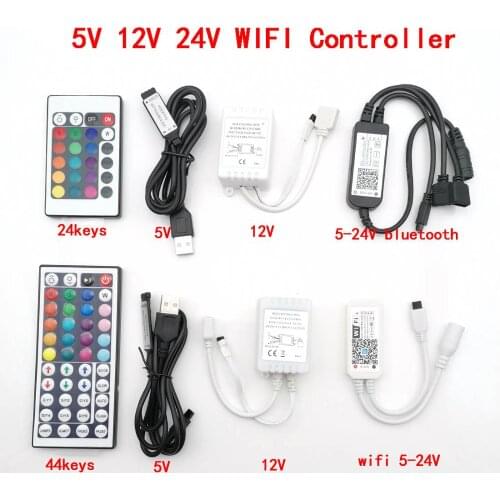 Home bluetooth Wifi RGB RGBW 24/44keys Infrared remote control LED Strip Controller Smartphone APP Control RF / IR Voice Control