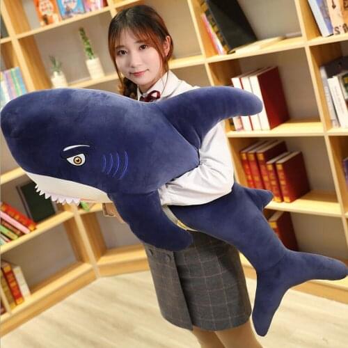Simulation creative large shark pillow children plush toy blue shark stuffed toy birthday gift
