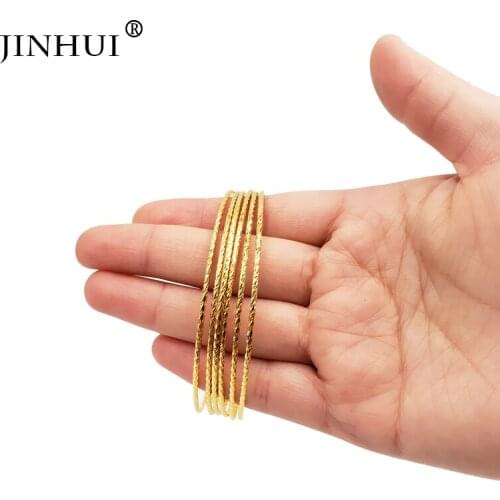 Jin Hui African Ethiopia Fashion gold color jewelry women wedding Ornament Send a friend a birthday gifts Bracelet 6pieces